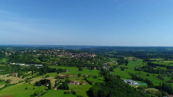 Belves village in Perigord in France seen from the sky