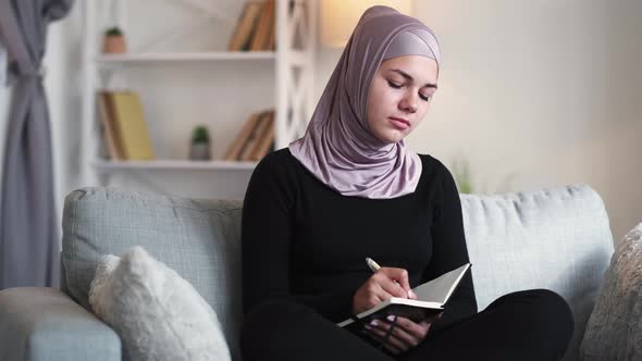 Woman Writer Writing Leisure Home Notes Couch