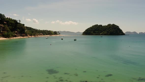 Las Cabanas Beach at El Nido At, Philippines