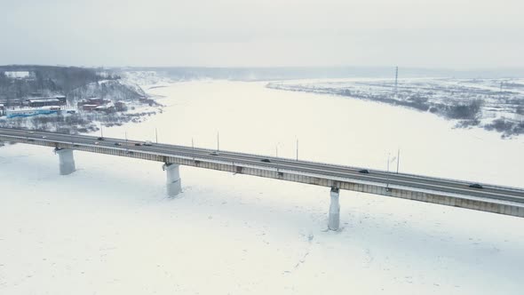 Winter Bridge Is the Back of a Frozen River