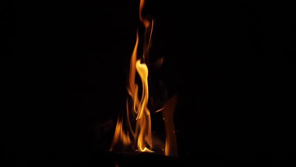 Bonefire, Fire flames in campfire, campsite at Masai Mara Park, Kenya, slow motion