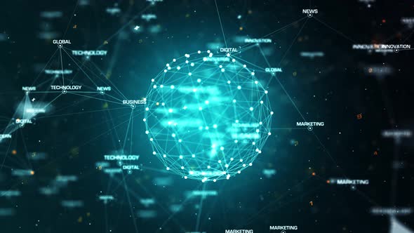 Futuristic global connections around the world map (loopable)