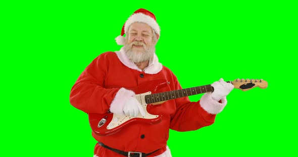 Santa claus singing a song and playing guitar 4k