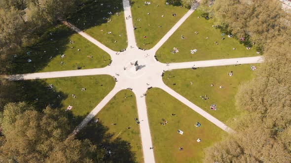 Aerial: Queens Square Bristol England Summertime
