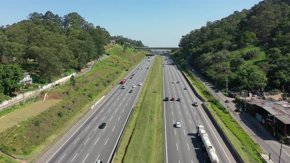 Bandeirantes highway near downtown Sao Paulo Brazil. Famous brazilian road