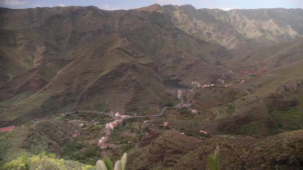 A view of the green valley with terraced fields in Gomera, Canary Islands