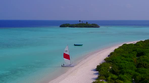 Aerial landscape of resort beach by sea with sand background