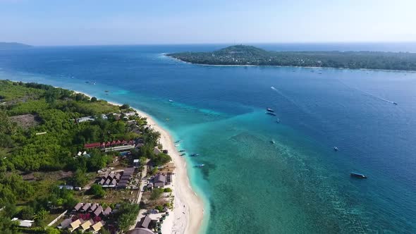 Gili Meno from the air showing Lombok Beach.