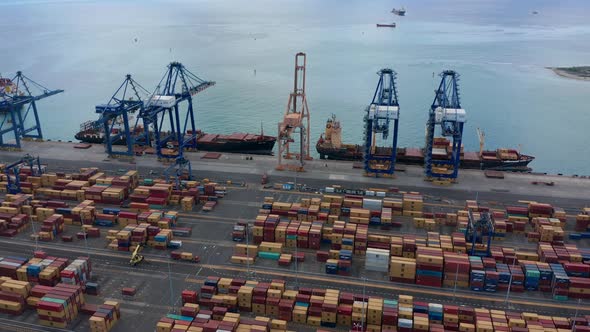 Aerial View Port Louis Mauritius Island Container Port