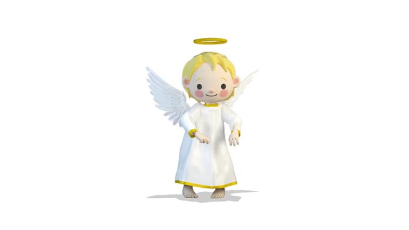 Angel Cute Dancing on White Background