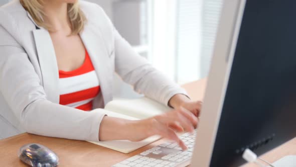 Businesswoman working on computer