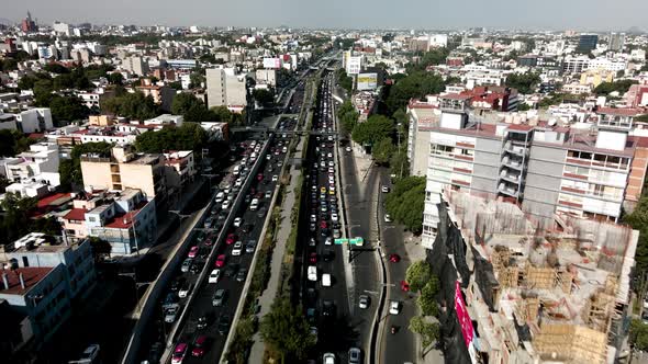 aerial view of mexico main avenua during pandemic