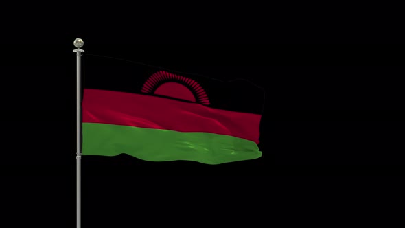 Malawi Looping Of The Waving Flag Pole With Alpha