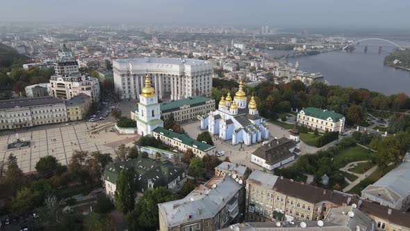 Kyiv, Ukraine Aerial View in Autumn : St. Michael's Golden-Domed Monastery. Kiev