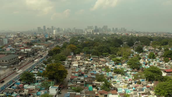 Manila City with Skyscrapers, Philippines Aerial View