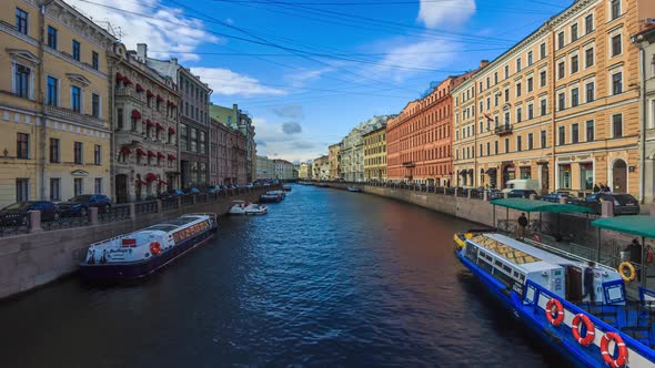 canal of saint petersburg. rivers and canals of the old beautiful city. timelapse