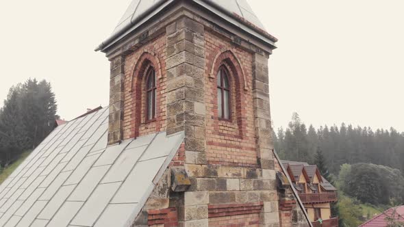 An Ancient Church in Village on Misty Morning