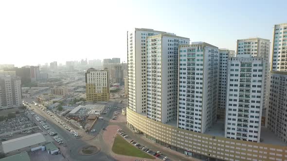 Cityscape of Ajman with Modern Buildings Aerial Top View