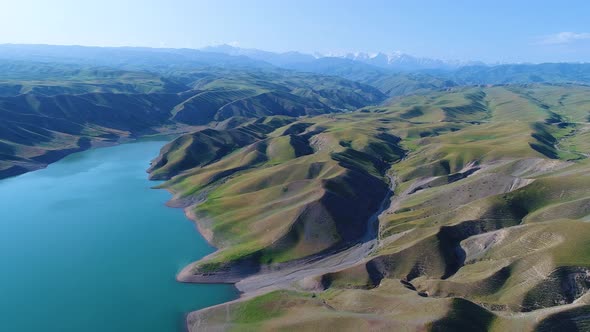 Flight over Mountainous Terrain. 4k.