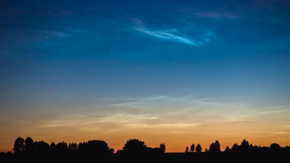 Noctilucent clouds timelapse, 4k timelapse of mystic clouds at summer night