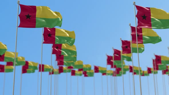 Guinea Bissau Row Of National flags Walk Throw Animation alt