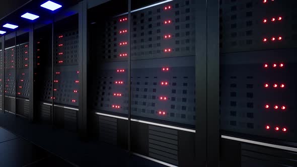 Cloud Computing Datacenter Server Room. Cloud Computing Data Storage 3d Rendering