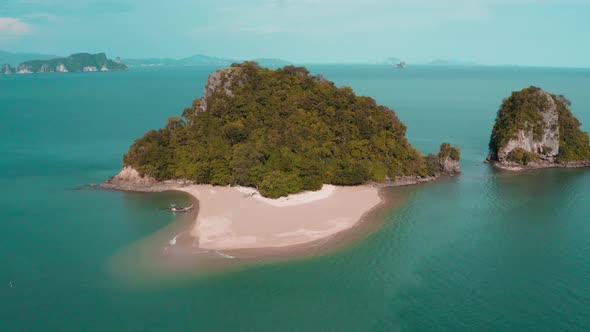 Aerial Footage of Koh Nok, Island in the Andaman Sea Between Phuket and Krabi Thailand