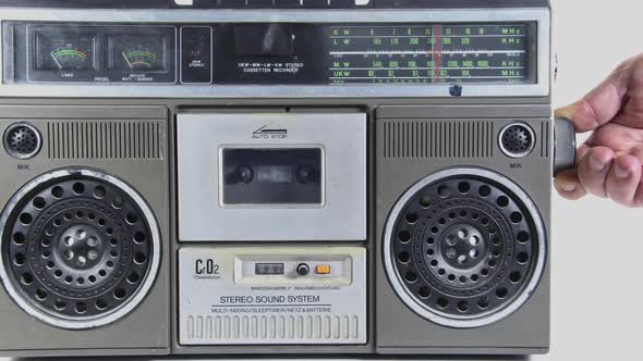 Vintage Cassette Player Searches For A Hand Radio Channel