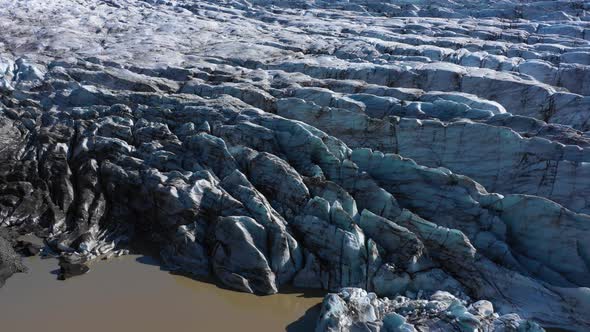 Aerial shot of a Melting glacier. environmental damage concept. 4K