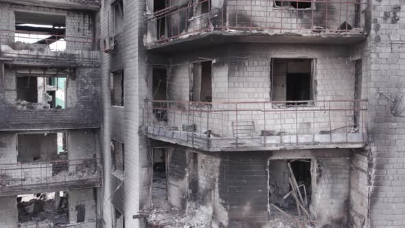 Borodyanka Ukraine  a Destroyed Building During the War Bucha District