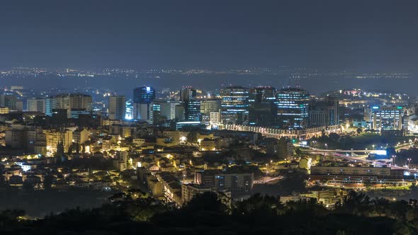 Panoramic View Over Lisbon and Almada From a Viewpoint in Monsanto Timelapse