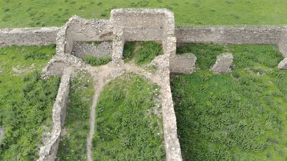 Ruins of Ancient City, Building and Wall From Ancient Times in Treeless Vast Plain