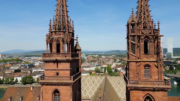 Basel Minster  the Famous Cathedral in the City of Basel Switzerland