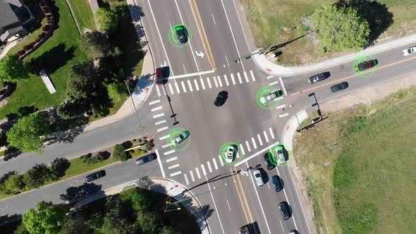 Motion Graphic animations shows cars highlighted from top-down view.