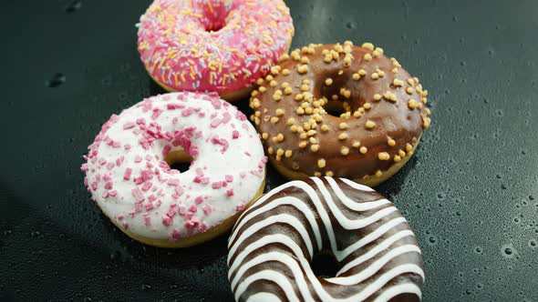 Delicious Glazed Doughnuts on Glass