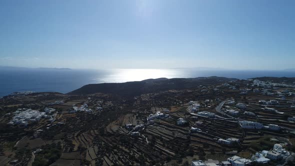 Village of Apollonia on Sifnos Island in the Cyclades in Greece from the sky