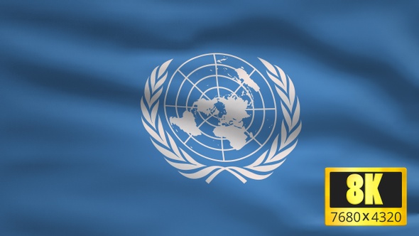 8K United Nations Windy Flag Background