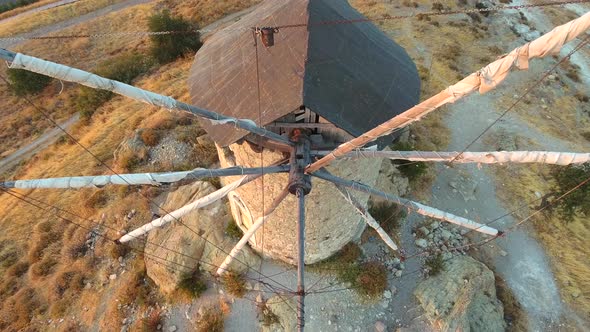 Old Traditional Historic Stone Windmill at the Sunset