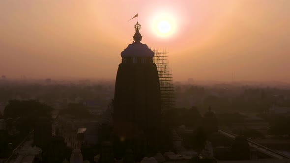 Orissa, India, Jagannath temple, 4k  aerial drone footage