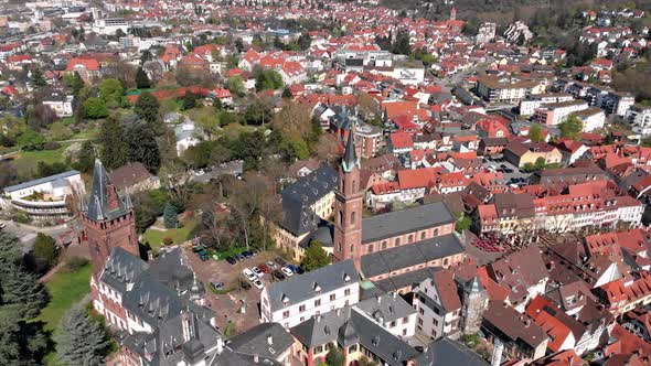 A beautiful flight on a quadcopter in the center of Weinheim. Germany.