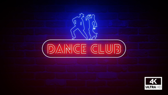 Dance Club Neon Sign Flickering Neon Light Animation