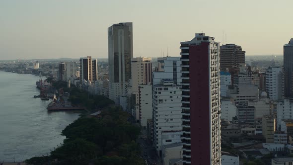 Panoramic Guayaquil City Ecuador Aerial View.