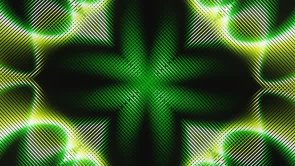 Abstract Green and Yellow Flower Kaleidoscope Vj Loop Animation