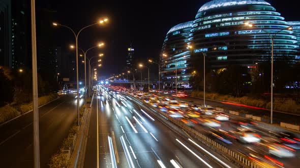 Dongcheng of Beijing City with Traffic in China Timelapse