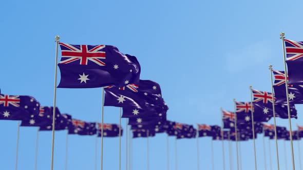 Australia Row Of Flags Animation