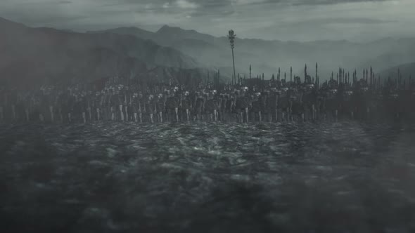 Roman Army Standing In A Battlefield