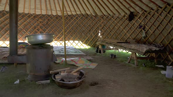 Inside View of a Traditional Real Ger in Mongolia