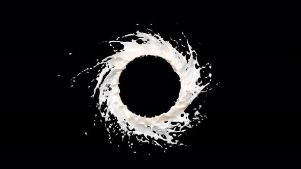 Milk spinning around itself splashing out.