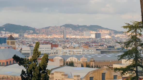 View Above on Barcelona From Montjuic Hill