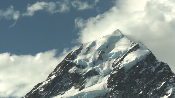 extreme close up of the summit of mt cook